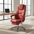 Red High Back Leather Office Chair - 1