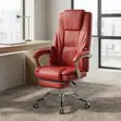 Red High Back Leather Office Chair - 3