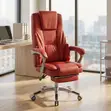 Red High Back Leather Office Chair - 4