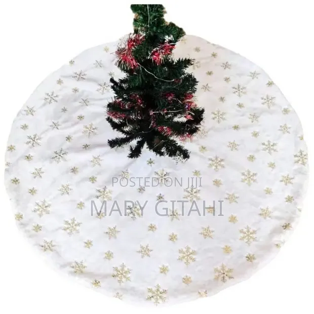 Christmas Tree Skirt - Gold & Silver Print - 1