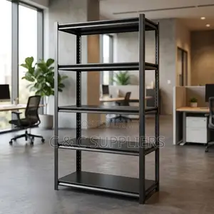 5-Tier Black Metal Shelving File Rack
