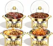 Chafing Dish ya Stainless Steel yenye Vituo vya Dhahabu - 2