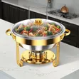 Chafing Dish ya Stainless Steel yenye Vituo vya Dhahabu - 3