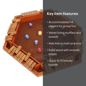 Wooden Shut the Box Game with Dice - Family Board Game