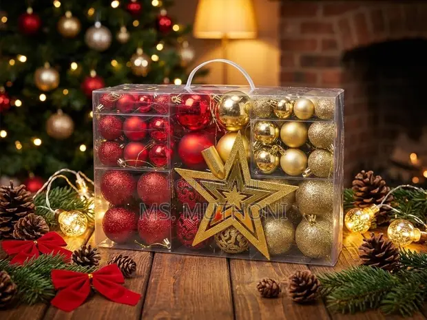 101 Pcs Deluxe Regal Red & Gold Christmas Ornament Box - 1