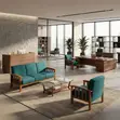 Blue Fabric 5-Seater Open Office Reception Sofa - 3