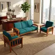 Blue Fabric 5-Seater Open Office Reception Sofa - 5
