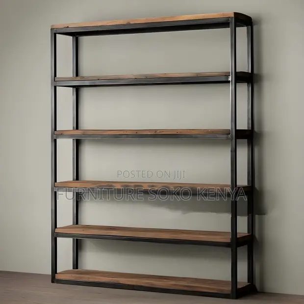 Industrial-Style 5-Tier Open Bookshelf - 1