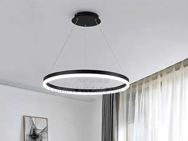Modern Single Ring LED Pendant Ceiling Light - Black - 1