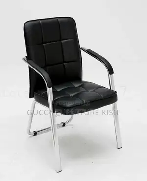 Midback Ergonomic Black Leather Visitor's Chair