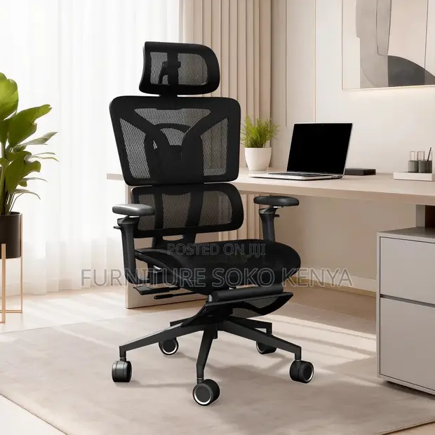 Breathable Black Mesh Backrest Office Chair - 1