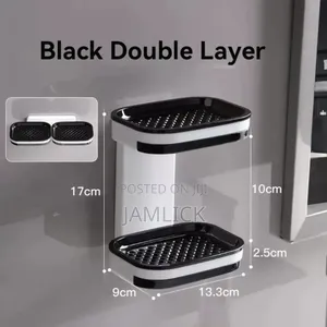 Black Double Soap Holder Bathroom Wall Mount