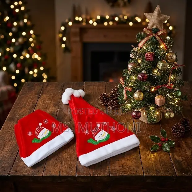 3 Pcs Merry & Bright Snowman Santa Hats - 1