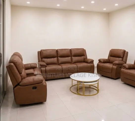 7-Seater Leather Recliner Set - 1