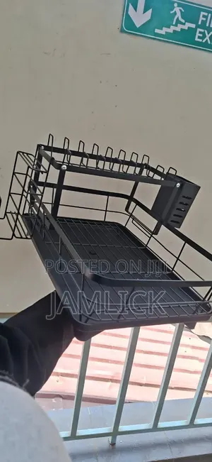 2-Tier Dish Drainer Rack | Kitchen Plate & Utensil Stand
