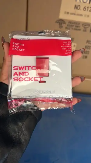 DP Switch with Socket (White/Red), 25A