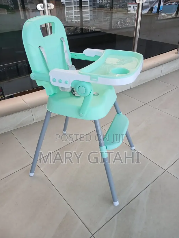 Feeding Chair - Grey, Green, and Pink - 1