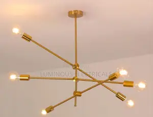 Modern Gold Sputnik Chandelier - 6-Light Mid-Century Pendant Lamp