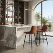 Modern Non-Adjustable Bar Stool with Backrest & Footrest - 5