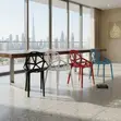 High Back Stackable Plastic Dining Chair - Brown - 4