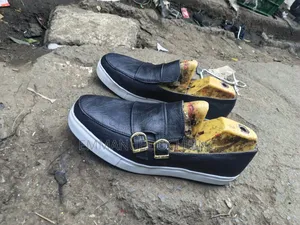 Classy Black Men's Shoes with Gold Buckle