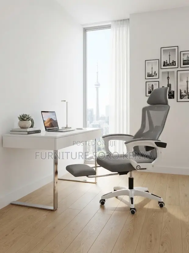 Ergonomic Mesh Office Chair with Footrest & Headrest - 1