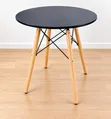 80cm Round Dining Table - Black with Wooden Legs - 1