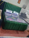 Queen Emerald Green Velvet Bed - 1