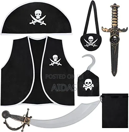 7 PCS Kids Halloween Pirate Role Play Costume Set Accessories - 1