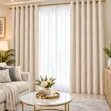 Heavy Linen Material Curtains (2 Pairs) - 2