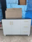 White Kitchen Cabinet with Black Marble Top - 2