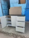 White Kitchen Cabinet with Black Marble Top - 4