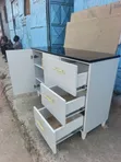 White Kitchen Cabinet with Black Marble Top - 5