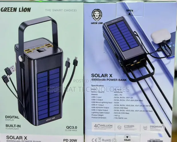 Green Lion Solar X 80,000mAh Power Bank - 1