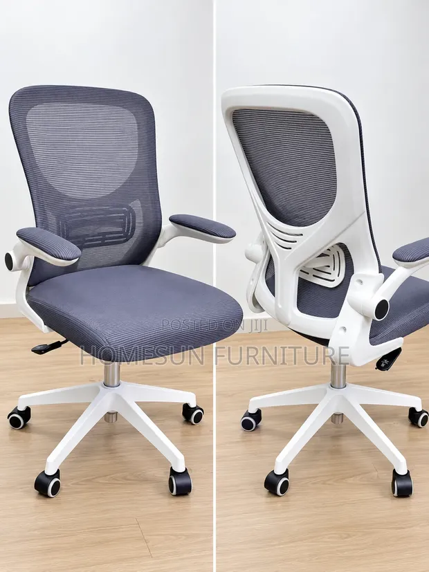 Kiti cha Ofisi cha Ergonomic - Mesh Grey, Fremu Nyeupe - 1