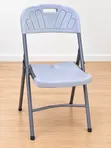 Folding Chair - White Plastic Seat with Metal Frame - 1