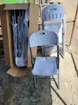 Folding Chair - White Plastic Seat with Metal Frame - 2