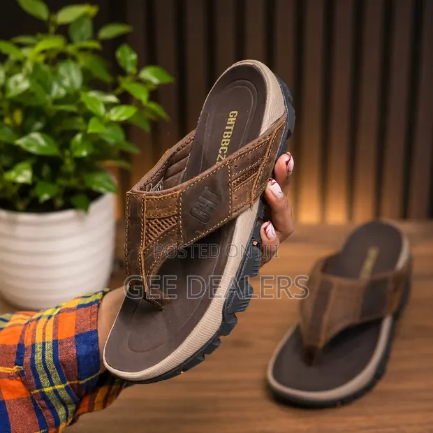 Men's Leather Slip-On Open Shoes/Sandals - 1