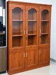 Office Cabinet - 3 Door Wooden Display Cabinet with Glass Doors - 2