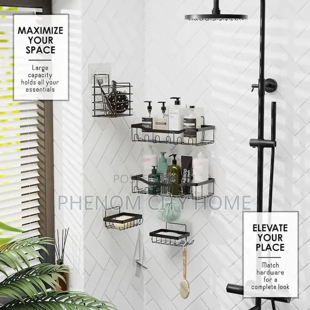 Set ya Vipande 5 vya Shower Caddy ya Metali - 1