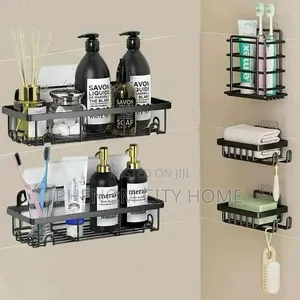 Brand New 5-Piece Metallic Bathroom Organizer Set