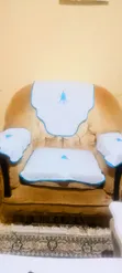 5 Seater Sofa with 5ft White Mahogany Coffee Table - 5