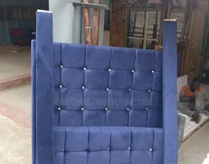 Royal Blue Velvet Button-Tufted Headboard