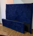 Royal Blue Velvet Button-Tufted Headboard - 2