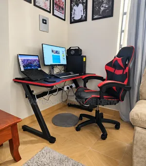 Sebule ya Gaming na Kiti cha Mbio cha Ergonomic - Nyeusi/Mekundu