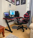 Gaming Desk and Ergonomic Racing Chair Set - Black/Red - 2