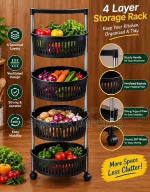 4-Tier Plastic Fruit Rack