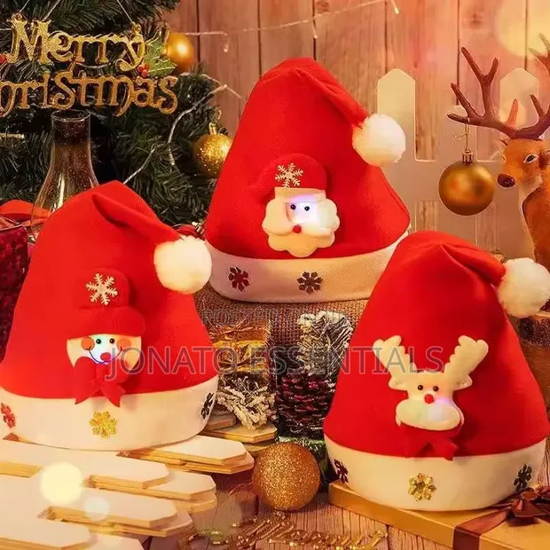 LED Light Up Christmas Santa Hat for Kids and Adults - 1