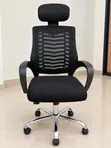 Kiti cha Ofisi Nyeusi cha Mesh chenye Headrest - 4