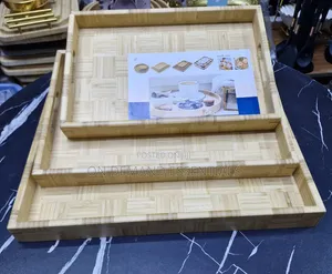 Trei za Bamboo za Kuhudumia Chakula (Seti ya 3)